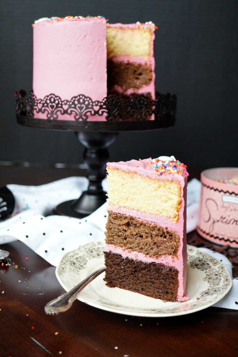 ombre chocolate cake with pomegranate frosting | The Baking Fairy