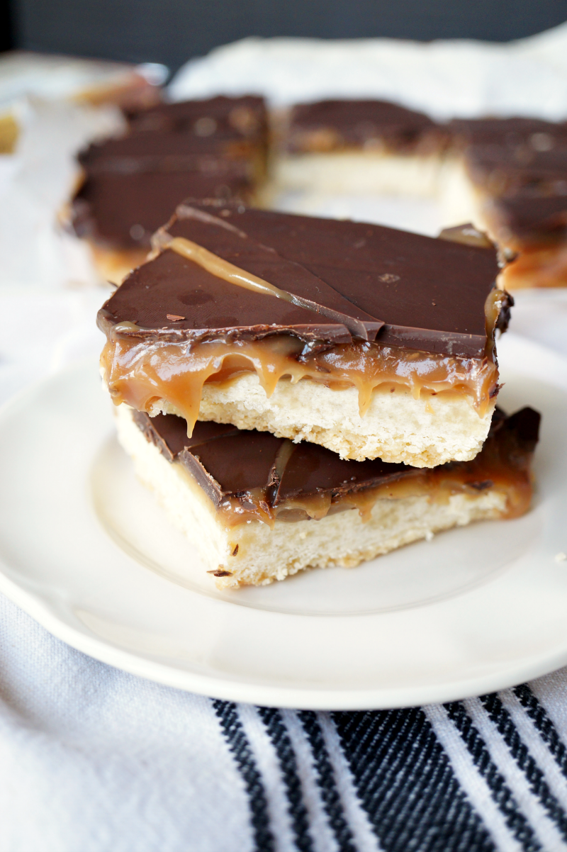 chocolate caramel shortbread bars | The Baking Fairy