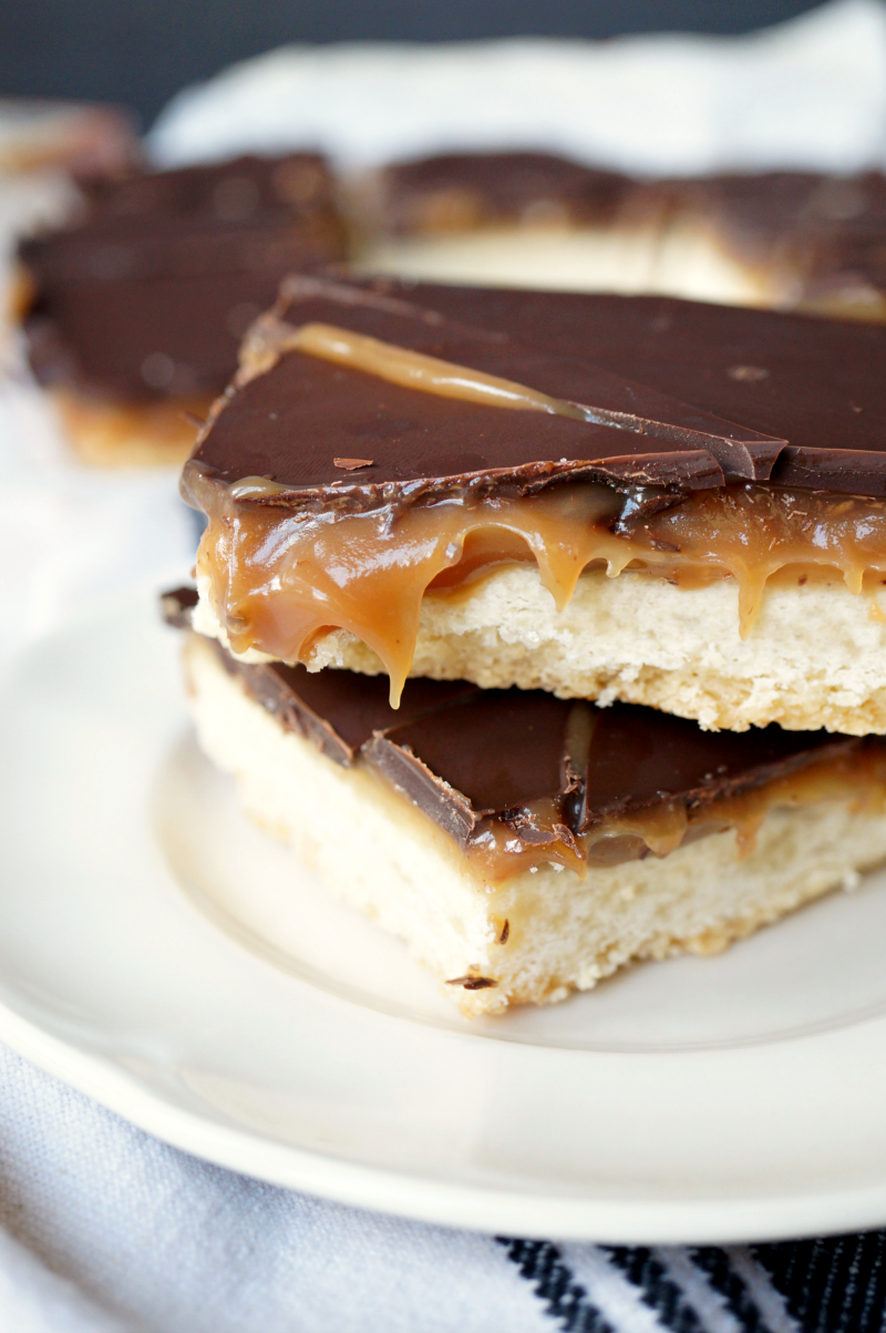 chocolate caramel shortbread bars | The Baking Fairy