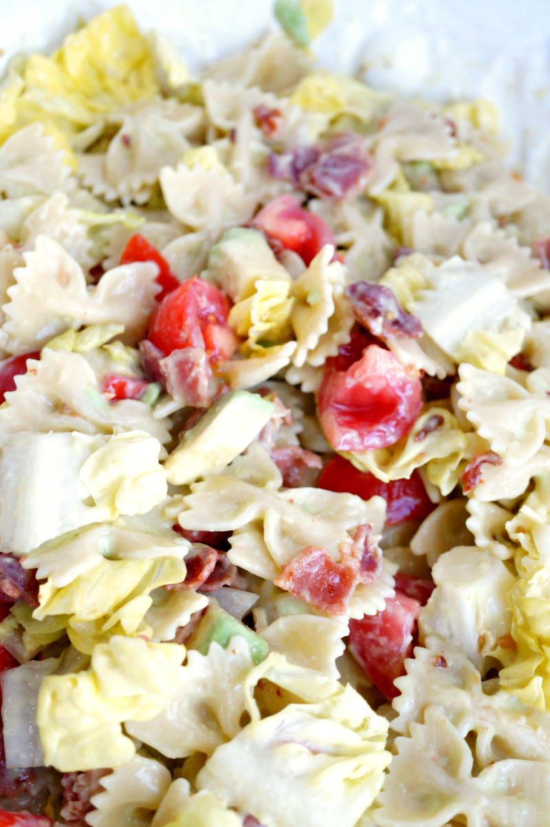 BLT pasta salad with avocado dressing | The Baking Fairy