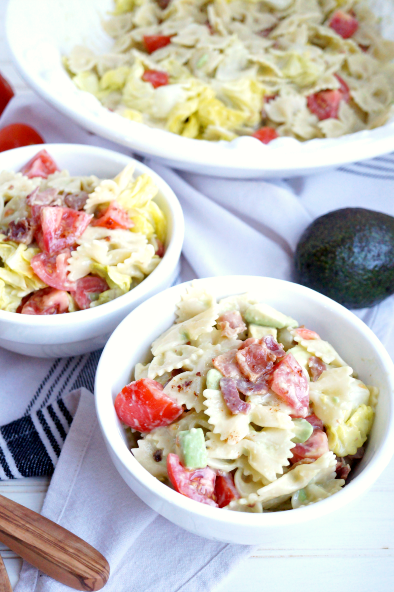 BLT pasta salad with avocado dressing | The Baking Fairy