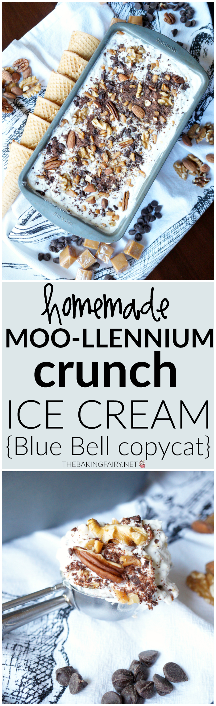 homemade moo-llennium crunch ice cream | The Baking Fairy