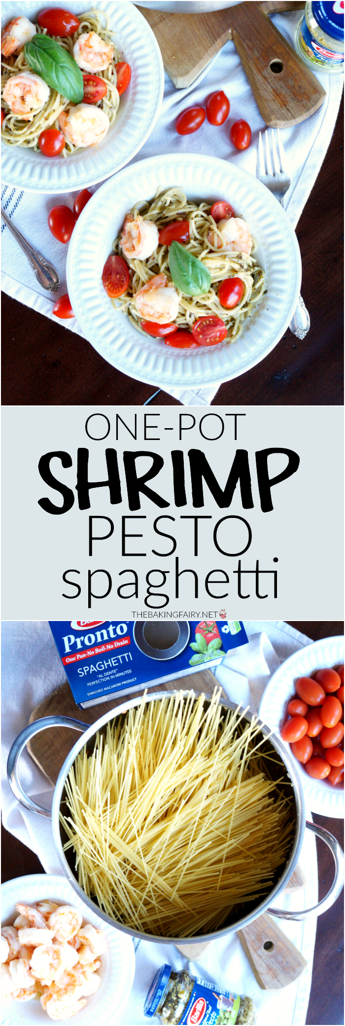 one-pot shrimp pesto spaghetti | The Baking Fairy 