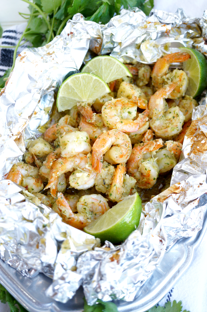 coconut lime shrimp tin foil dinner | The Baking Fairy