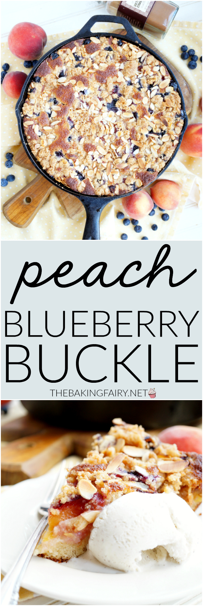 peach blueberry buckle | The Baking Fairy