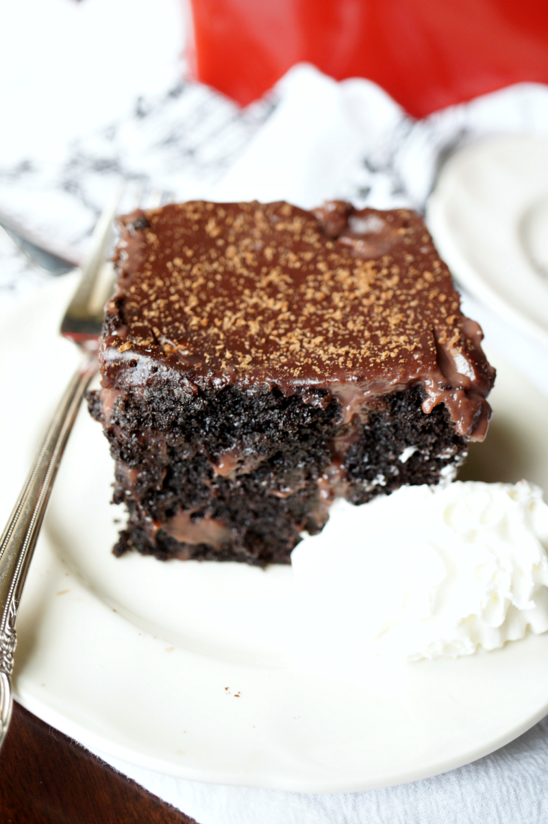 triple chocolate poke cake | The Baking Fairy