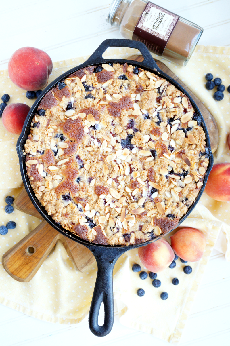 peach blueberry buckle | The Baking Fairy