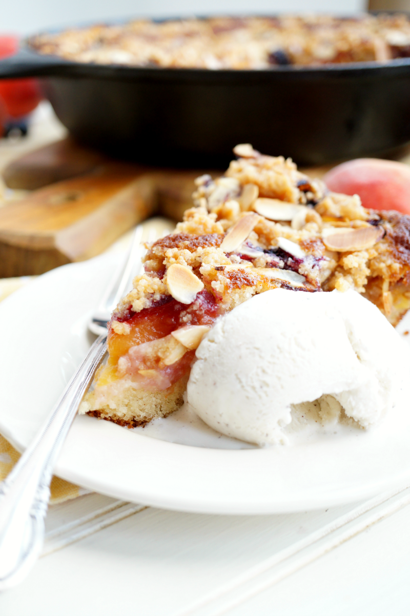 peach blueberry buckle | The Baking Fairy