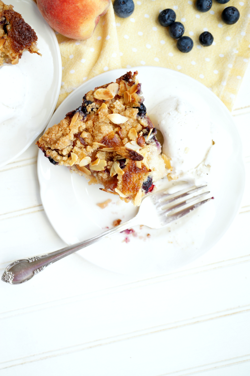 peach blueberry buckle | The Baking Fairy