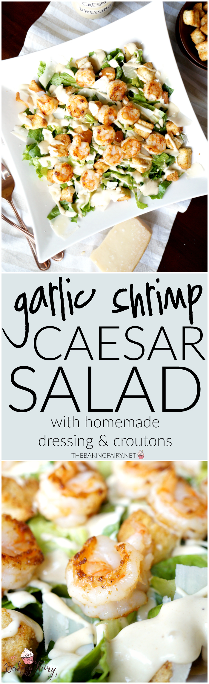 garlic shrimp caesar salad | The Baking Fairy