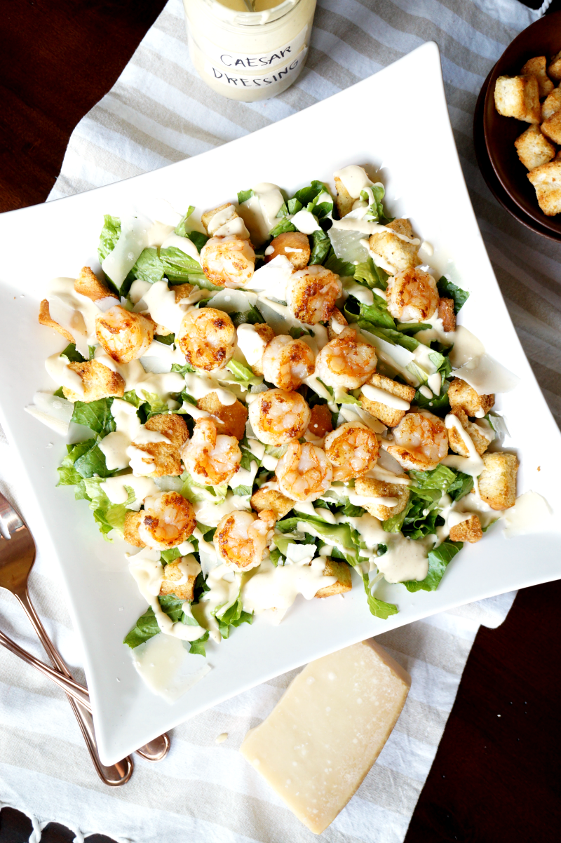 garlic shrimp caesar salad | The Baking Fairy
