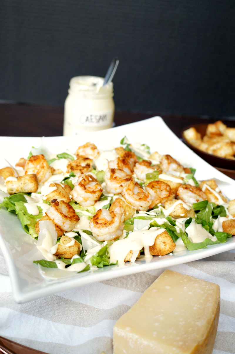 garlic shrimp caesar salad | The Baking Fairy