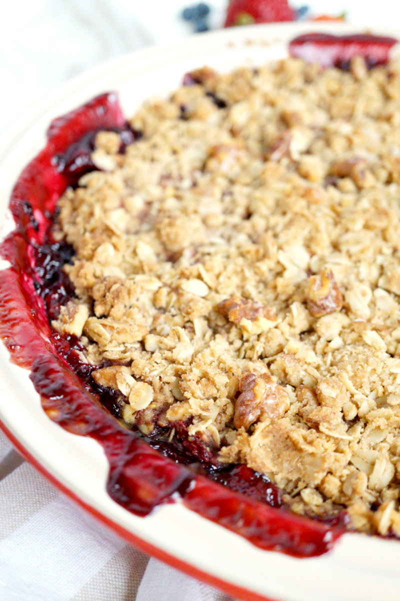 browned butter triple berry crisp | The Baking Fairy