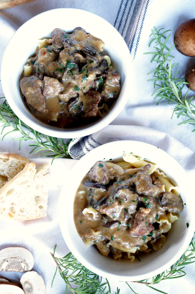 creamy mushroom and beef stroganoff | The Baking Fairy