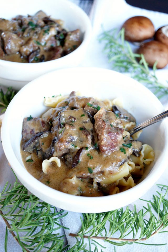 creamy mushroom and beef stroganoff - The Baking Fairy