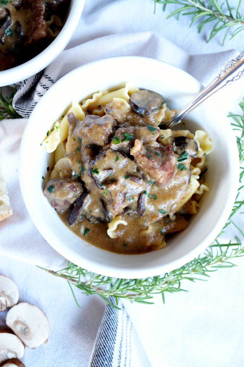 creamy mushroom and beef stroganoff | The Baking Fairy