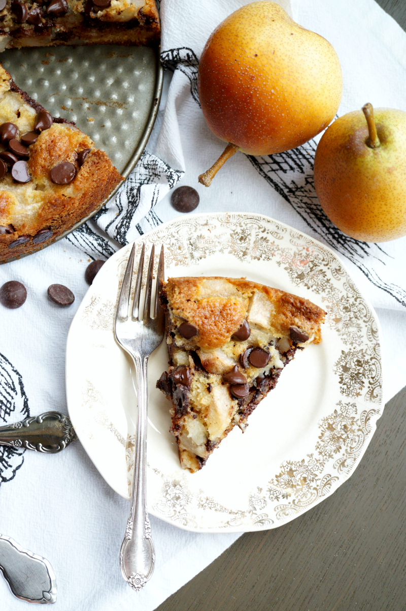 brown butter chocolate pear cake | The Baking Fairy