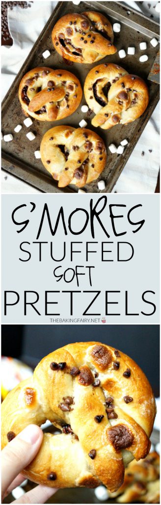 s'mores stuffed pretzels - The Baking Fairy