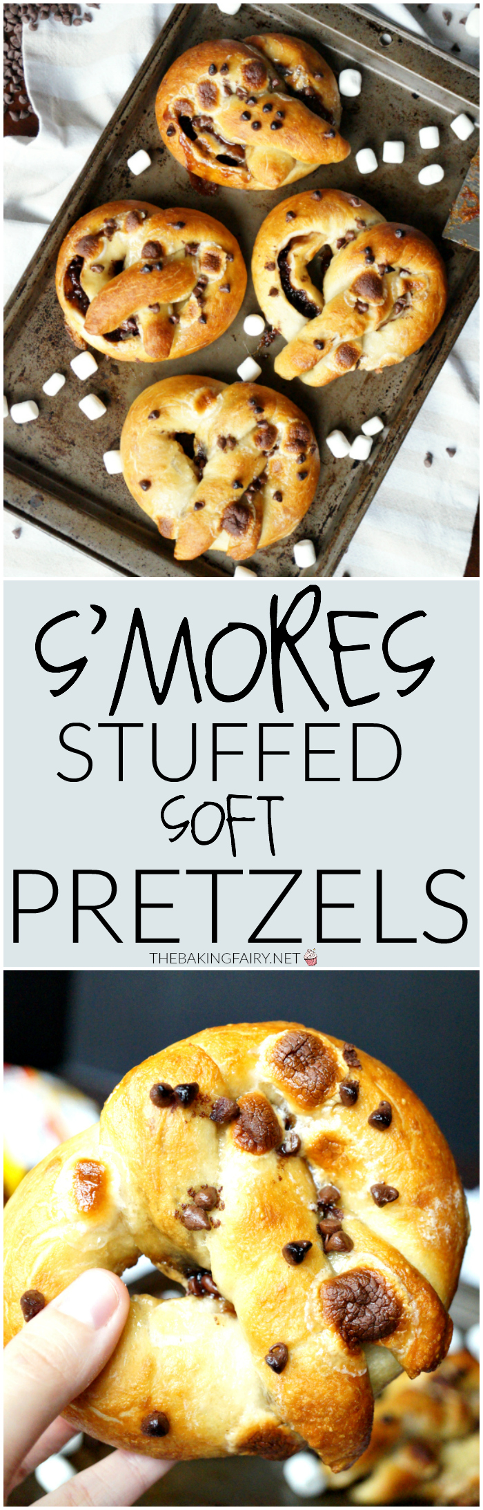 s'mores stuffed pretzels | The Baking Fairy