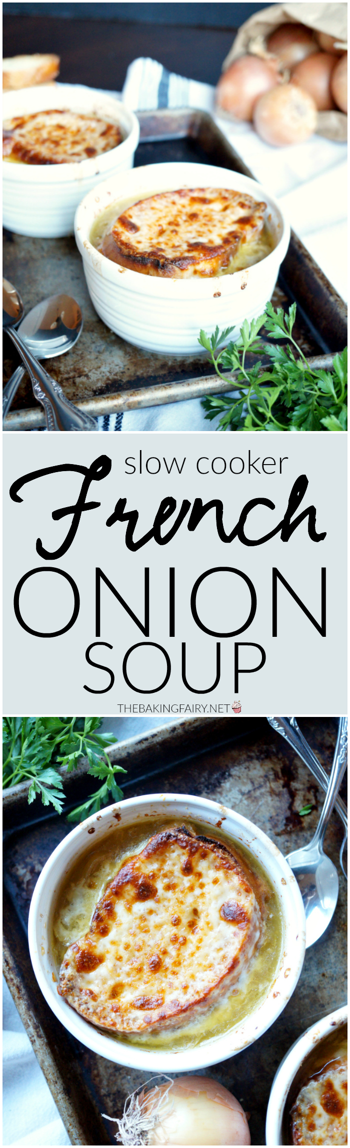 slow cooker french onion soup | The Baking Fairy