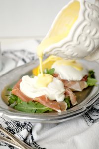 prosciutto arugula eggs benedict | The Baking Fairy