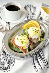 prosciutto arugula eggs benedict | The Baking Fairy