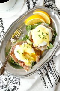 prosciutto arugula eggs benedict | The Baking Fairy