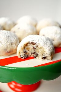 mini chocolate chip snowball cookies | The Baking Fairy