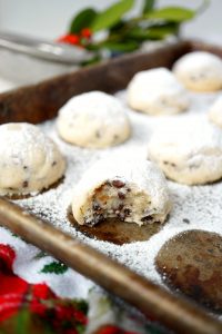 mini chocolate chip snowball cookies | The Baking Fairy