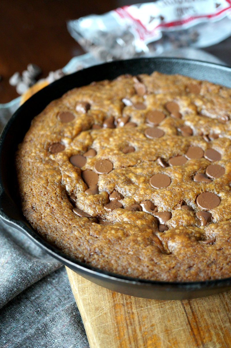 vegan chocolate chip skillet cookie | The Baking Fairy