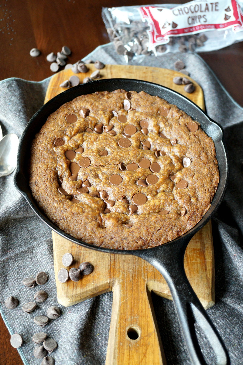 vegan chocolate chip skillet cookie | The Baking Fairy