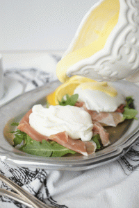 prosciutto arugula eggs benedict | The Baking Fairy