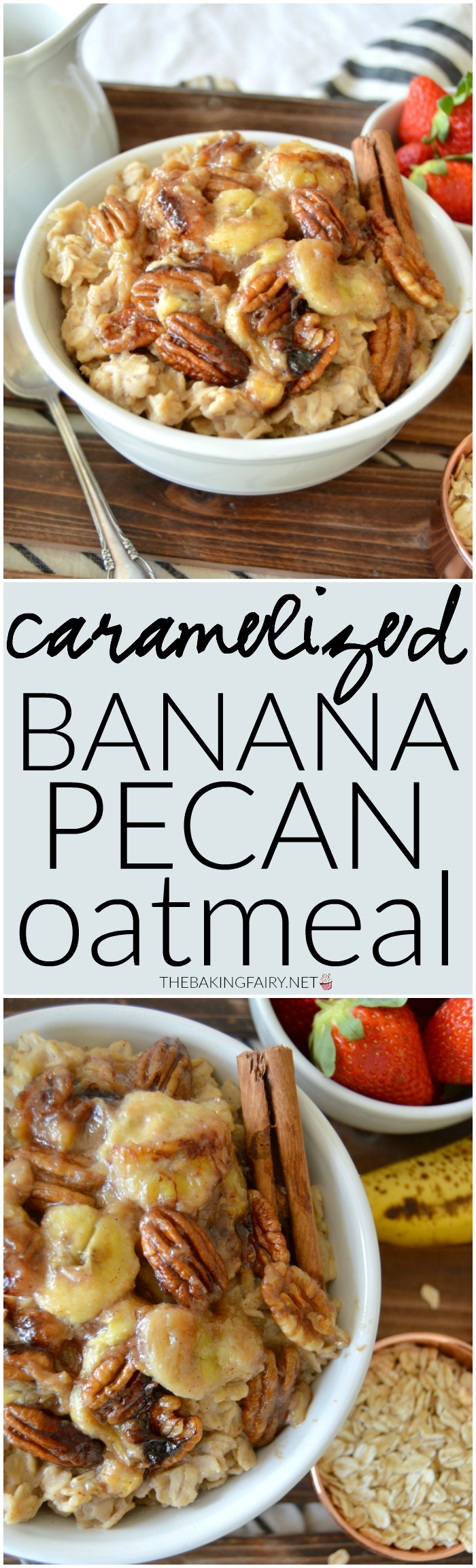 caramelized banana pecan oatmeal | The Baking Fairy #TasteTruvia #ad