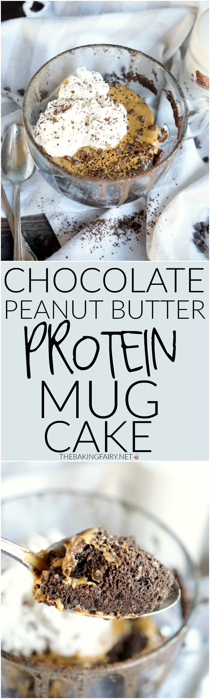 chocolate peanut butter protein mug cake | The Baking Fairy