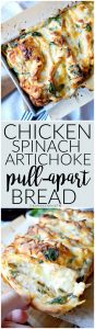 chicken spinach artichoke pull-apart bread | The Baking Fairy