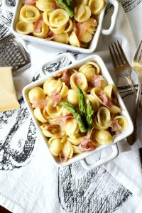 prosciutto & asparagus orecchiette | The Baking Fairy