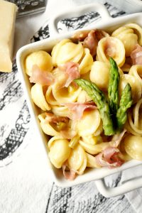 prosciutto & asparagus orecchiette | The Baking Fairy
