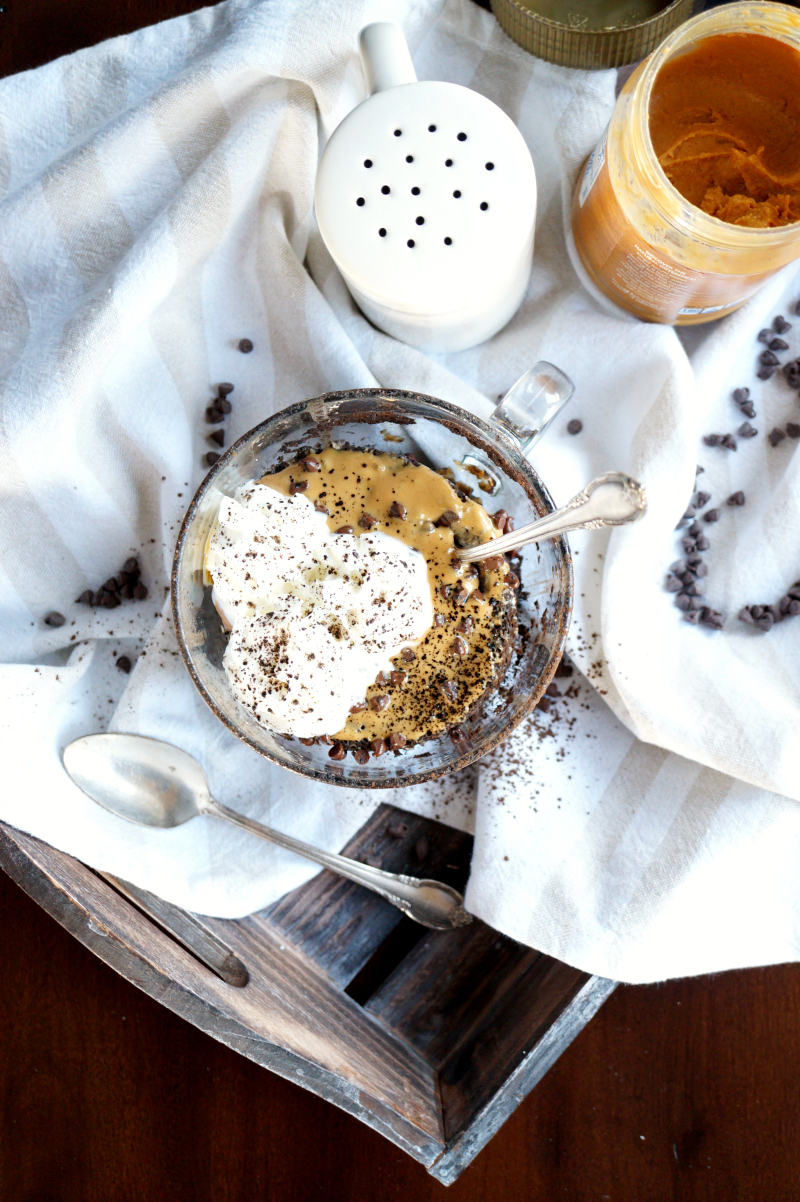 chocolate peanut butter protein mug cake | The Baking Fairy