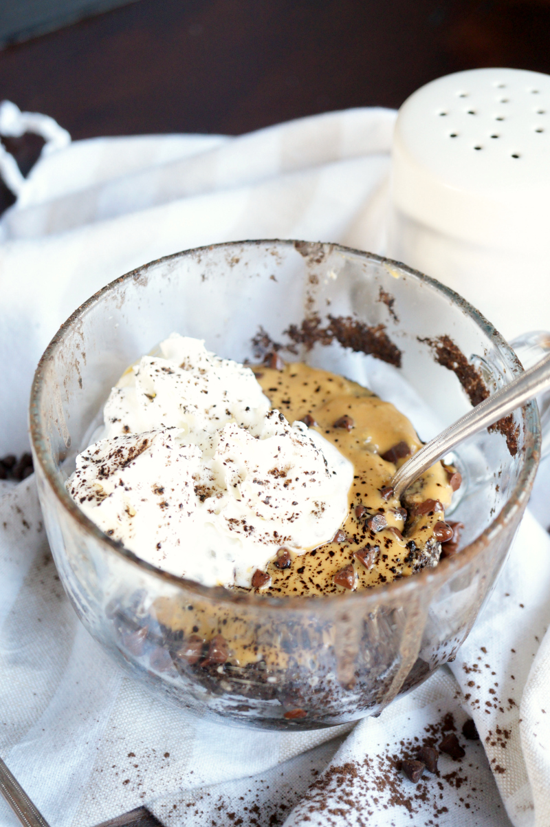 chocolate peanut butter protein mug cake | The Baking Fairy