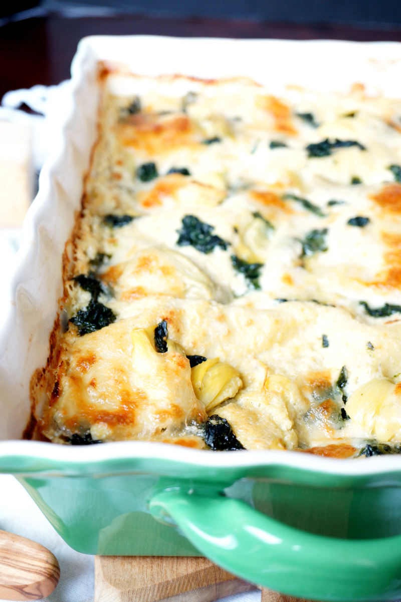 three cheese spinach artichoke lasagna | The Baking Fairy