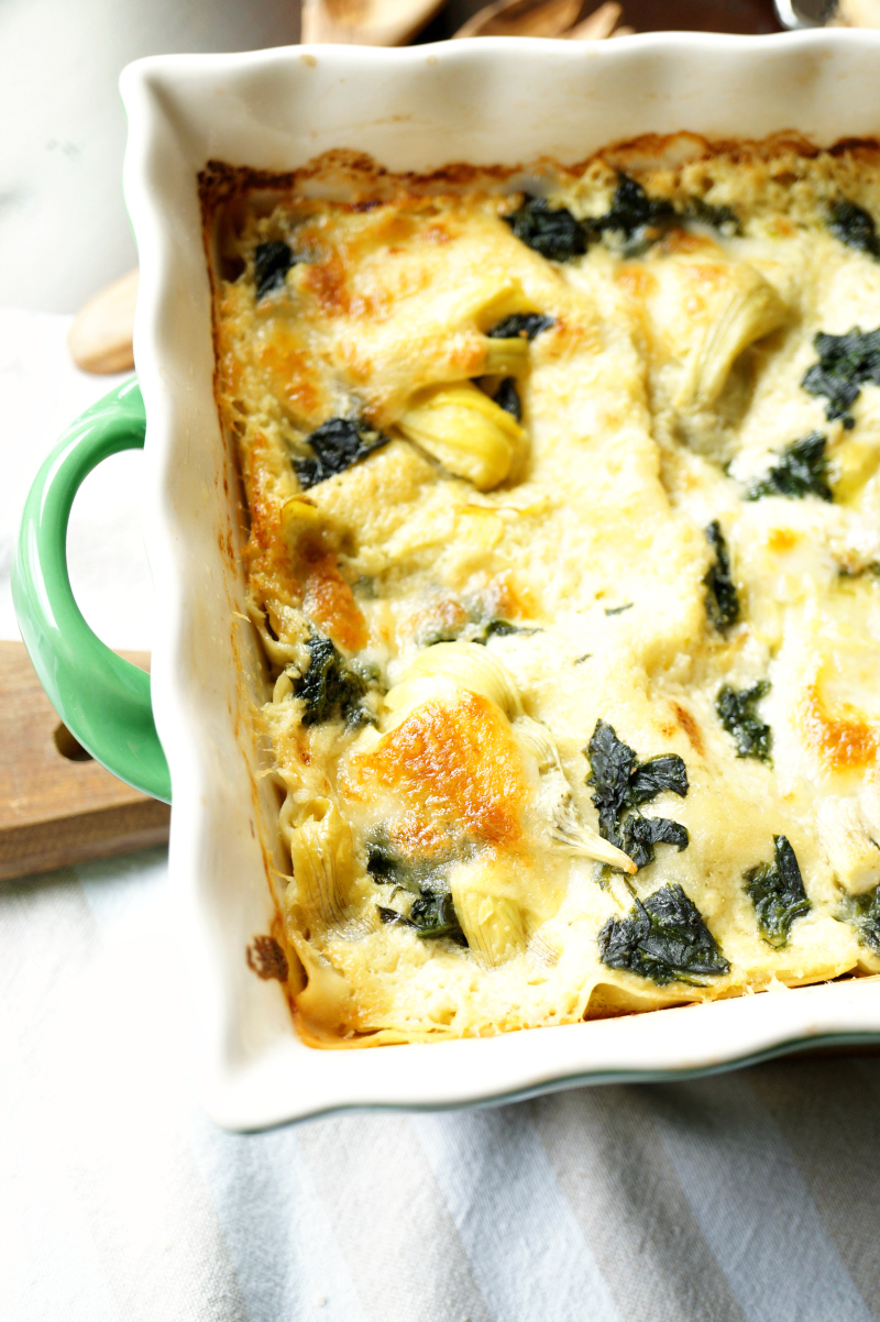 three cheese spinach artichoke lasagna | The Baking Fairy