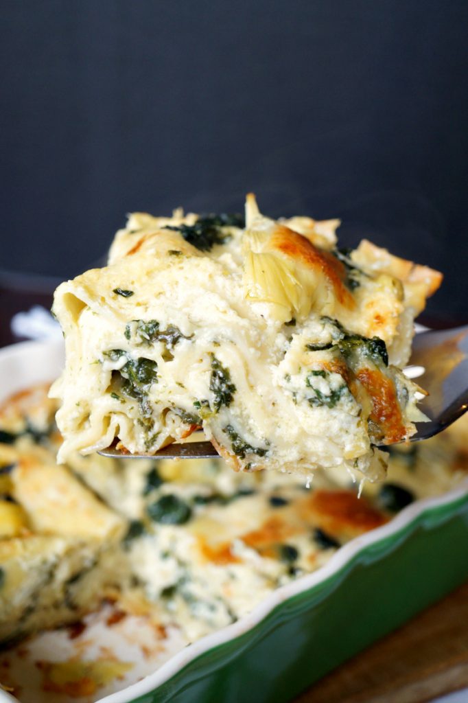 spinach artichoke lasagna | The Baking Fairy