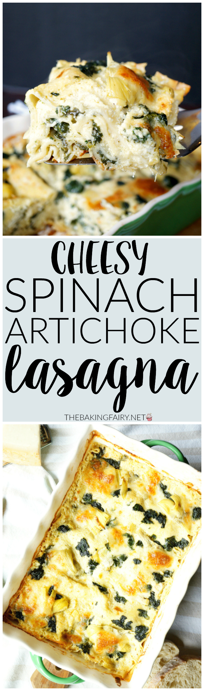 spinach artichoke lasagna | The Baking Fairy