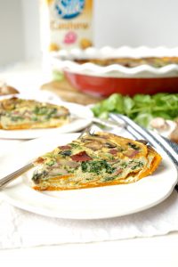 spinach, mushroom, and bacon sweet potato crust quiche | The Baking Fairy