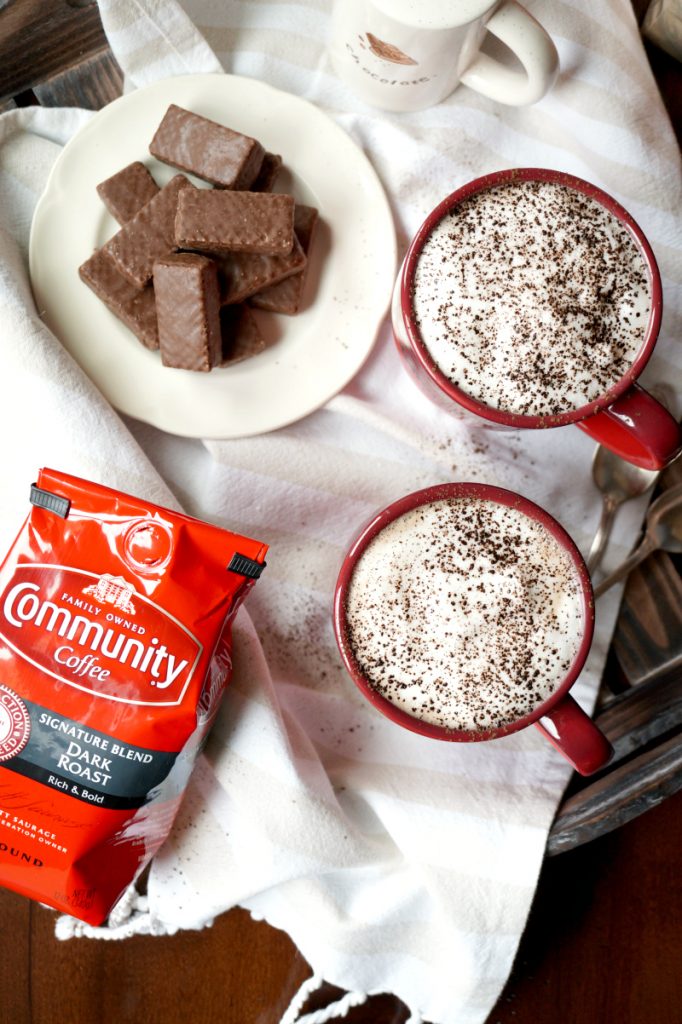 almond milk mocha with Community Coffee The Baking Fairy