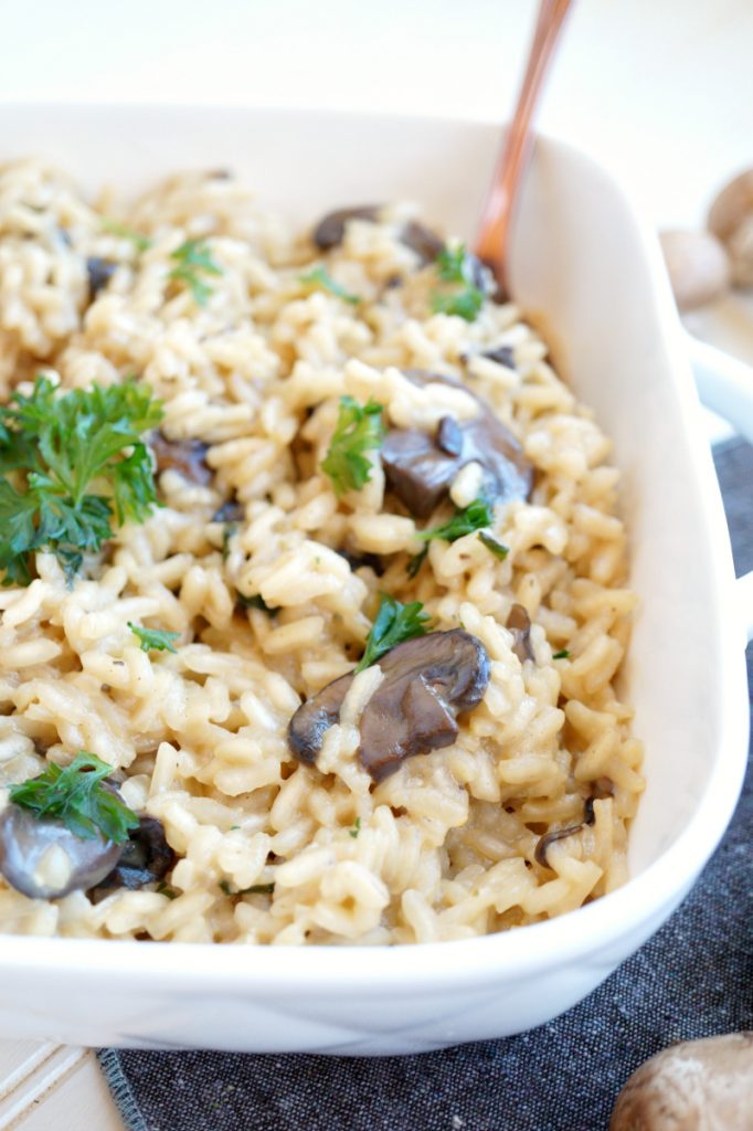 creamy parmesan mushroom risotto | The Baking Fairy