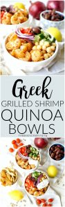 Greek grilled shrimp quinoa bowls | The Baking Fairy
