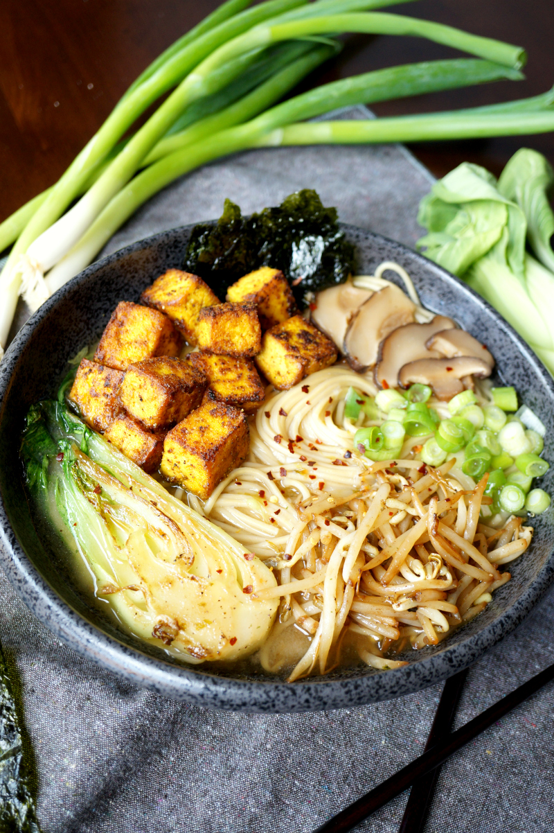 vegan crispy tofu ramen | The Baking Fairy