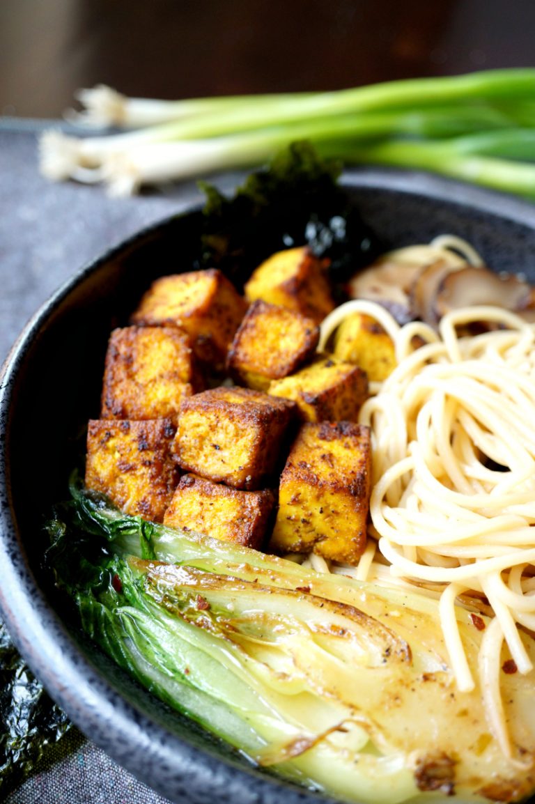 vegan crispy tofu ramen noodles The Baking Fairy