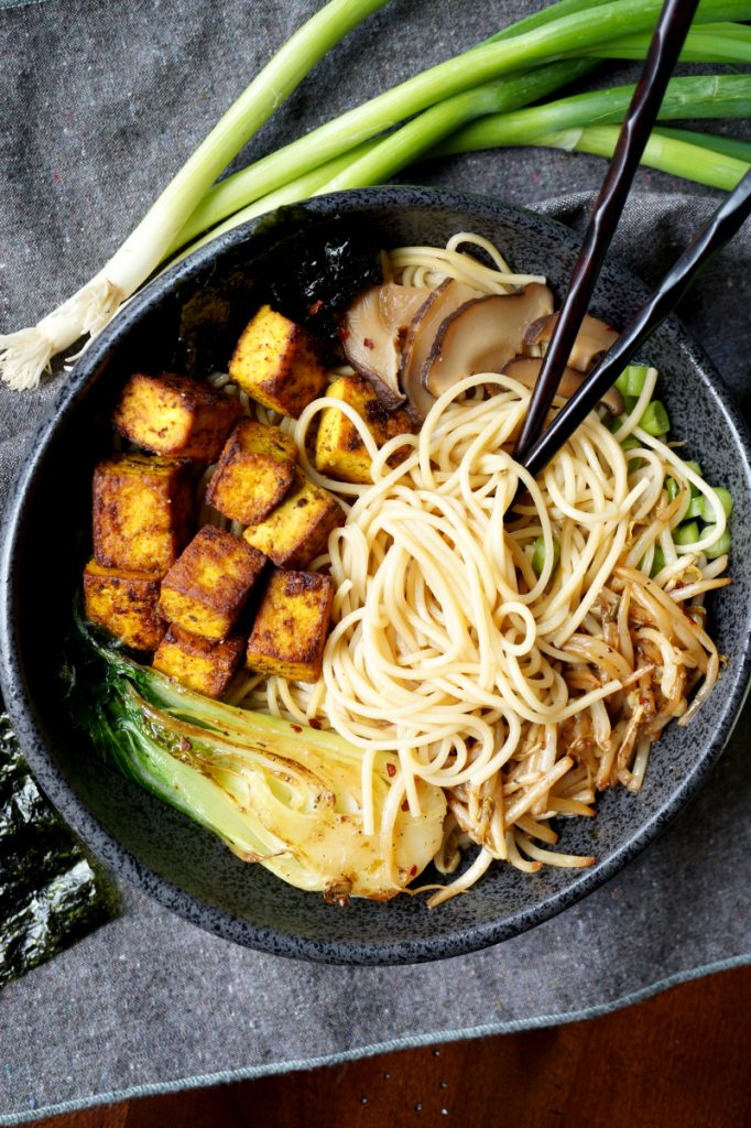 vegan crispy tofu ramen noodles The Baking Fairy